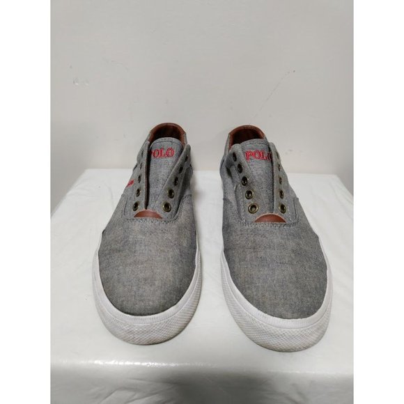 POLO Deck Vito Chambray and Leather Laceless Shoes 9.5 - Picture 11 of 12